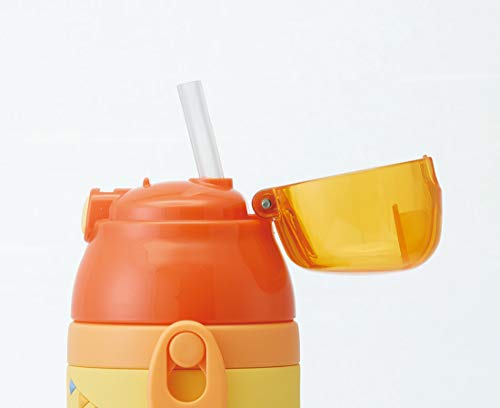 Skater SSPV4 Stainless Steel Children's Water Bottle, 12.8 fl oz (380 ml), Straw Drinking, 3D, Winnie the Pooh, Disney