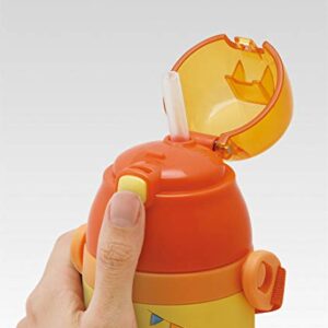 Skater SSPV4 Stainless Steel Children's Water Bottle, 12.8 fl oz (380 ml), Straw Drinking, 3D, Winnie the Pooh, Disney