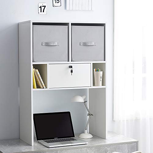 Yak About It Locking Safe Bookshelf - Desktop - White