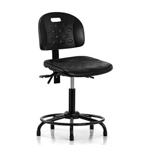 perch ergonomic industrial chair with handle and stationary caps, workbench height