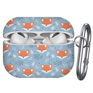 art-strap protective case, compatible with airpods pro - shockproof soft tpu gel case cover with keychain carabiner replacement for apple airpods pro (cute fox wolf)