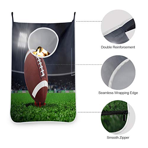 American Football Stadium Hanging Laundry Hamper Bag 1 Pack Night Spotlight Dirty Clothes Storage Bin Washing Baskets Toy Book Clothing Holder for Door Wall Home Bathroom Bedroom