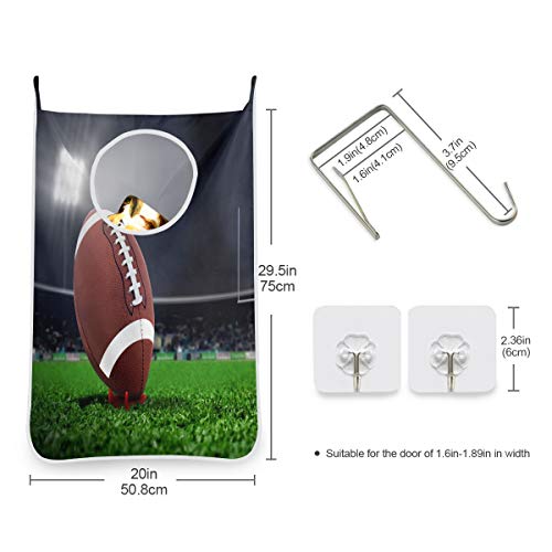 American Football Stadium Hanging Laundry Hamper Bag 1 Pack Night Spotlight Dirty Clothes Storage Bin Washing Baskets Toy Book Clothing Holder for Door Wall Home Bathroom Bedroom