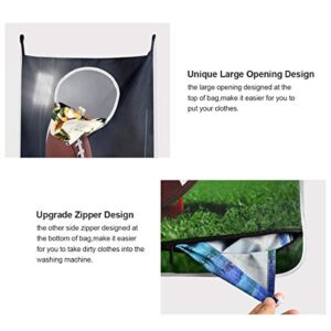 American Football Stadium Hanging Laundry Hamper Bag 1 Pack Night Spotlight Dirty Clothes Storage Bin Washing Baskets Toy Book Clothing Holder for Door Wall Home Bathroom Bedroom