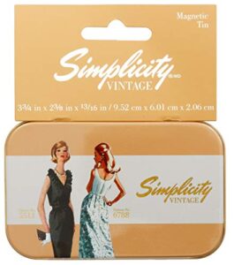 simplicity 559347010 retro fashion small storage container, 3.75 x 2.375 inches vintage magnetic notions tin-stripe, us:one size, multicolor
