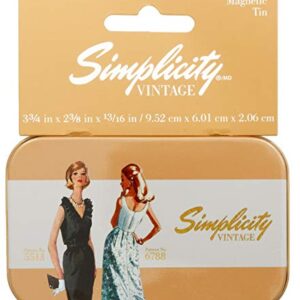 Simplicity 559347010 Retro Fashion Small Storage Container, 3.75 x 2.375 Inches Vintage Magnetic Notions Tin-Stripe, us:one Size, Multicolor