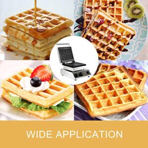 VBENLEM 110V Commercial Waffle Maker 4Pcs Nonstick 2000W Electric Waffle Machine Stainless Steel 110V Temperature and Time Control Rectangle Belgian Waffle Maker Suitable for Bakeries Snack Bar Family