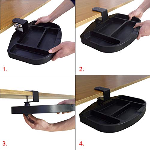 ApexDesk Clamp-On Under Desk 360-Degree Swivel Drawer - Perfect Office Storage Accessory For Your Existing Standing Desk (Clamp-On Desk Drawer - Black)