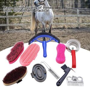 Maxmartt Horse Grooming Set,10Pcs Horse Grooming Care Kit Equestrain Brush Curry Comb Horse Cleaning Tool Set