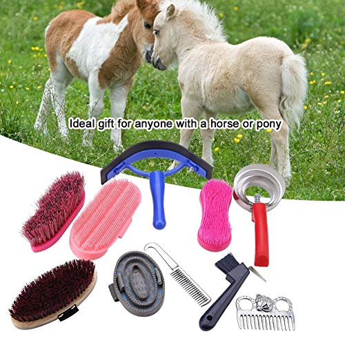 Maxmartt Horse Grooming Set,10Pcs Horse Grooming Care Kit Equestrain Brush Curry Comb Horse Cleaning Tool Set