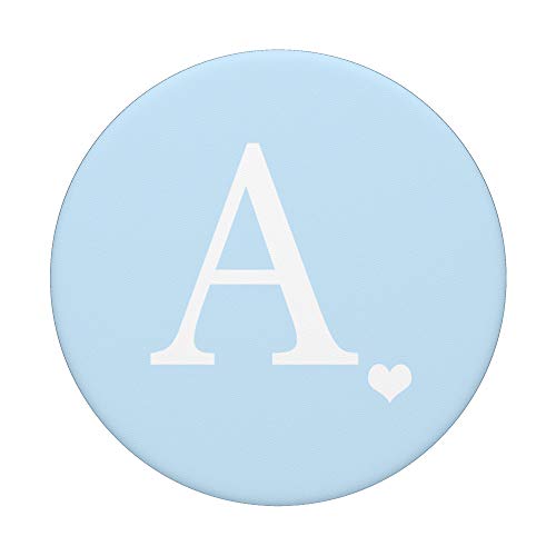 White Initial Letter A Heart Monogram On Pastel Light Blue PopSockets PopGrip: Swappable Grip for Phones & Tablets