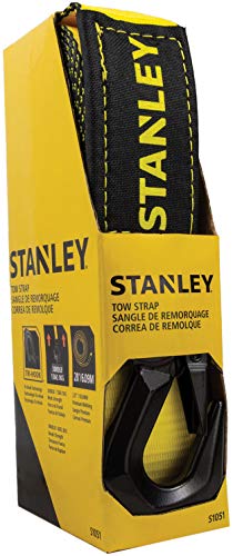 STANLEY S1051 Tow Strap with Tri-Hook (2 in. x 20 ft.) - 9,000 LB Break Strength/for Disabled Recreational Vehicles