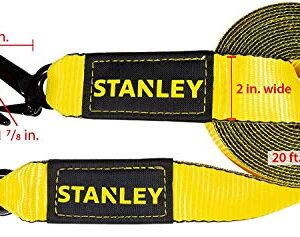 STANLEY S1051 Tow Strap with Tri-Hook (2 in. x 20 ft.) - 9,000 LB Break Strength/for Disabled Recreational Vehicles