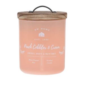 dw home charming farmhouse collection peach cobbler & cream scented 1 wick candle with rustic wooden lid