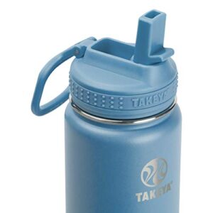 Takeya Actives Insulated Stainless Steel Water Bottle with Straw Lid, 24 Ounce, Bluestone