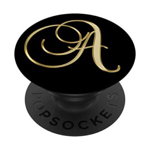 monogram initial letter a gold and black popsockets popgrip: swappable grip for phones & tablets