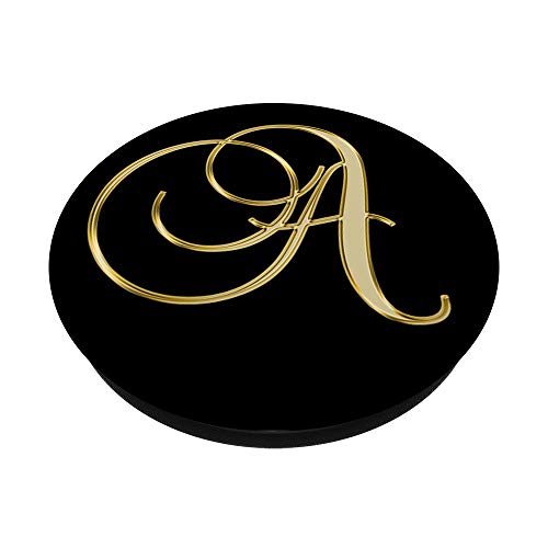 Monogram Initial Letter A Gold and Black PopSockets PopGrip: Swappable Grip for Phones & Tablets