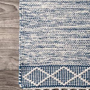 nuLOOM Angela Striped Fringe Wool Area Rug, 4' x 6', Blue
