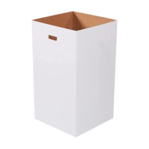 AVIDITI Cardboard Trash Cans and Recycling Bins, 50 Gallon 18"L x 18"W x 36"H, 10-Pack | Reuseable and Disposeable Pop Up Garbage Boxes Container for Party, Parties, Recycle, Outdoor Events, White Box 18x18x36