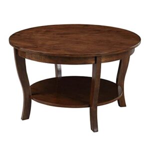 convenience concepts american heritage round coffee table with shelf, espresso
