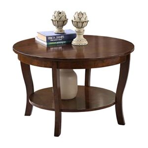 Convenience Concepts American Heritage Round Coffee Table with Shelf, Espresso