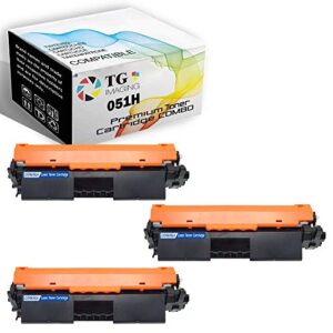 (3-pack) tg imaging 3xblack compatible toner cartridge replacement for canon 051 051h toner combo crg-051h (high yield) for imageclass lbp162dw mf264dw mf267dw mf269dw toner printers