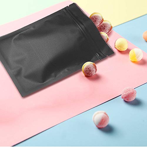 STUs 100 Pack Smell Proof Stand-Up Bags - 4 x 6 Inch Resealable Mylar Bags Foil Pouch Double-Sided Bag Matte Black