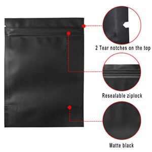 STUs 100 Pack Smell Proof Stand-Up Bags - 4 x 6 Inch Resealable Mylar Bags Foil Pouch Double-Sided Bag Matte Black