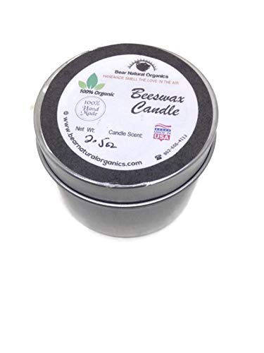 BearNaturalOrganics Handmade 100% Raw Pure Natural Eco friendly Organic Beeswax Tin Candle 2.5 oz Travel size Emergency candle