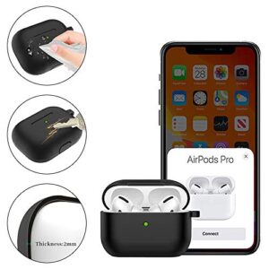 TOLUOHU AirPods Pro Case, Apple AirPods Pro Soft Silicone Accessories 8 in 1 Kit, Shockproof Protective AirPods Pro Charging case Cover with Keychain/Watch Band Holder/Strap/Ring/Carrying Box(Black)