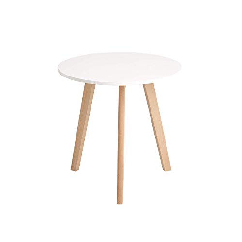 CangLong Modern Round End Side Kitchen Living Leisure Pedestal Wooden Coffee White Dining Room Home Furniture Table for Use in Bedroom