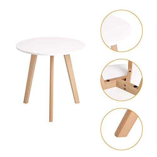 CangLong Modern Round End Side Kitchen Living Leisure Pedestal Wooden Coffee White Dining Room Home Furniture Table for Use in Bedroom