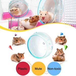 4.7 Inches Small Size Silent Hamster Wheel, Hamster Toys for Small Hamster Cage, Super Mute Spinner Exercise Running Wheel for Hamsters, Gerbils, or Mice (Blue)