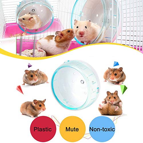 4.7 Inches Small Size Silent Hamster Wheel, Hamster Toys for Small Hamster Cage, Super Mute Spinner Exercise Running Wheel for Hamsters, Gerbils, or Mice (Blue)