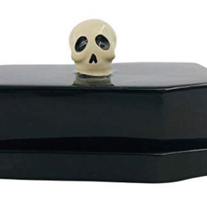 Boston Warehouse Coffin Shaped with Skull Handle Covered Butter Dish, Standard, Black