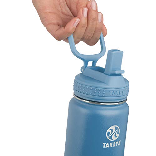 Takeya Actives Insulated Stainless Steel Water Bottle with Straw Lid, 24 Ounce, Bluestone