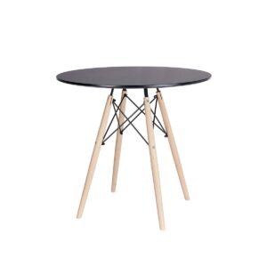 canglong modern round office side table in black with beech wood legs for kitchen living bedroom