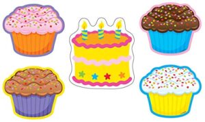 72 piece cutout set | 36 cupcake cutouts for bulletin board, 36 birthday cake cut outs | set for classroom decorations, party, class room walls, lockers, desk, door