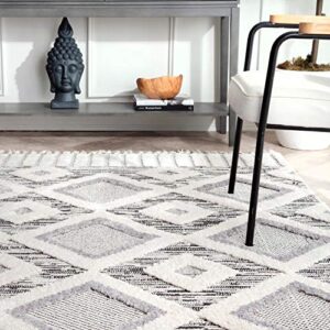 nuloom theola geometric high-low shag area rug, 3' x 5', grey