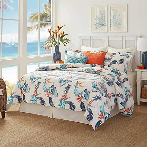 Tommy Bahama - Queen Comforter Set, Cotton Bedding with Matching Shams & Bedskirt, All Season Home Decor (Birdseye View Blue, Queen)