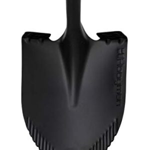 Hooyman Digging Shovel with Heavy Duty Carbon Steel Head Construction, Ergonomic No-Slip H-Grip, Oversized Steps, and Serrated Blades for Gardening, Land Management, Yard Work, Farming and Outdoors