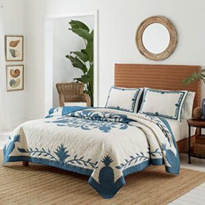 Tommy Bahama - Queen Quilt, Cotton Lightweight Bedding, Pre-Washed for Added Softness (Aloha Pineapple Blue, Queen)