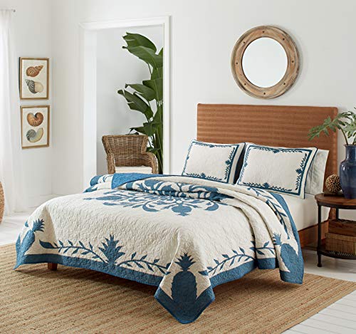 Tommy Bahama - Queen Quilt, Cotton Lightweight Bedding, Pre-Washed for Added Softness (Aloha Pineapple Blue, Queen)