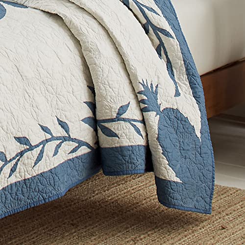 Tommy Bahama - Queen Quilt, Cotton Lightweight Bedding, Pre-Washed for Added Softness (Aloha Pineapple Blue, Queen)