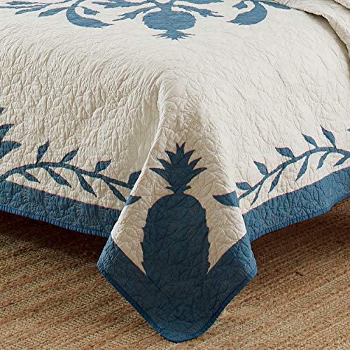 Tommy Bahama - Queen Quilt, Cotton Lightweight Bedding, Pre-Washed for Added Softness (Aloha Pineapple Blue, Queen)