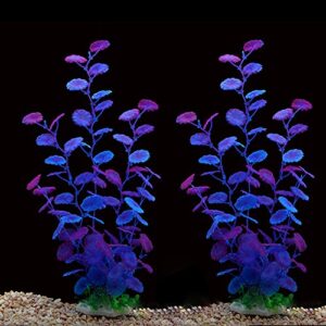2pcs aquarium decorations artificial plants for fish tank,12 inches,safe for all fish (al68 purple 2 pcs)