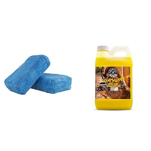 Chemical Guys CWS20264 Tough Mudder Truck Wash Off Road and ATV Heavy Duty Soap Oz-1/2 Gal, 64. Fluid_Ounces and MIC_292_02 Premium Grade Microfiber Applicator, Blue (Pack of 2)