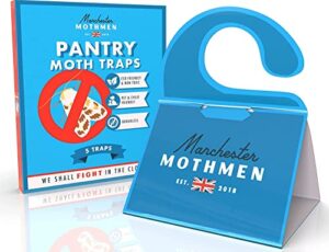 manchester mothmen pantry moth traps with pheromones prime 5 pack - 3-in-1 moth killer non-toxic pest trap for indian meal moth, flour moth & almond moth