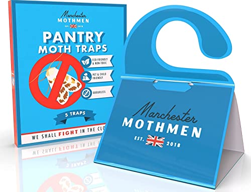 Manchester MOTHMEN Pantry Moth Traps with Pheromones Prime 5 Pack - 3-in-1 Moth Killer Non-Toxic Pest Trap for Indian Meal Moth, Flour Moth & Almond Moth