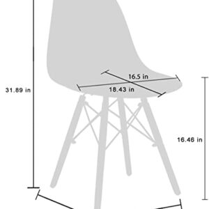 CangLong Modern Mid-Century Shell Lounge Plastic DSW Natural Wooden Legs for Kitchen, Dining, Bedroom, Living Room Side Chairs, Set of 2, Grey